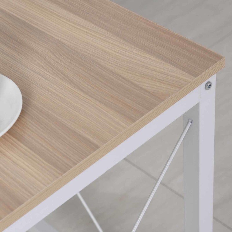 Mesa de Oficina BURTON en Metal y Madera, color Blanco y Roble
