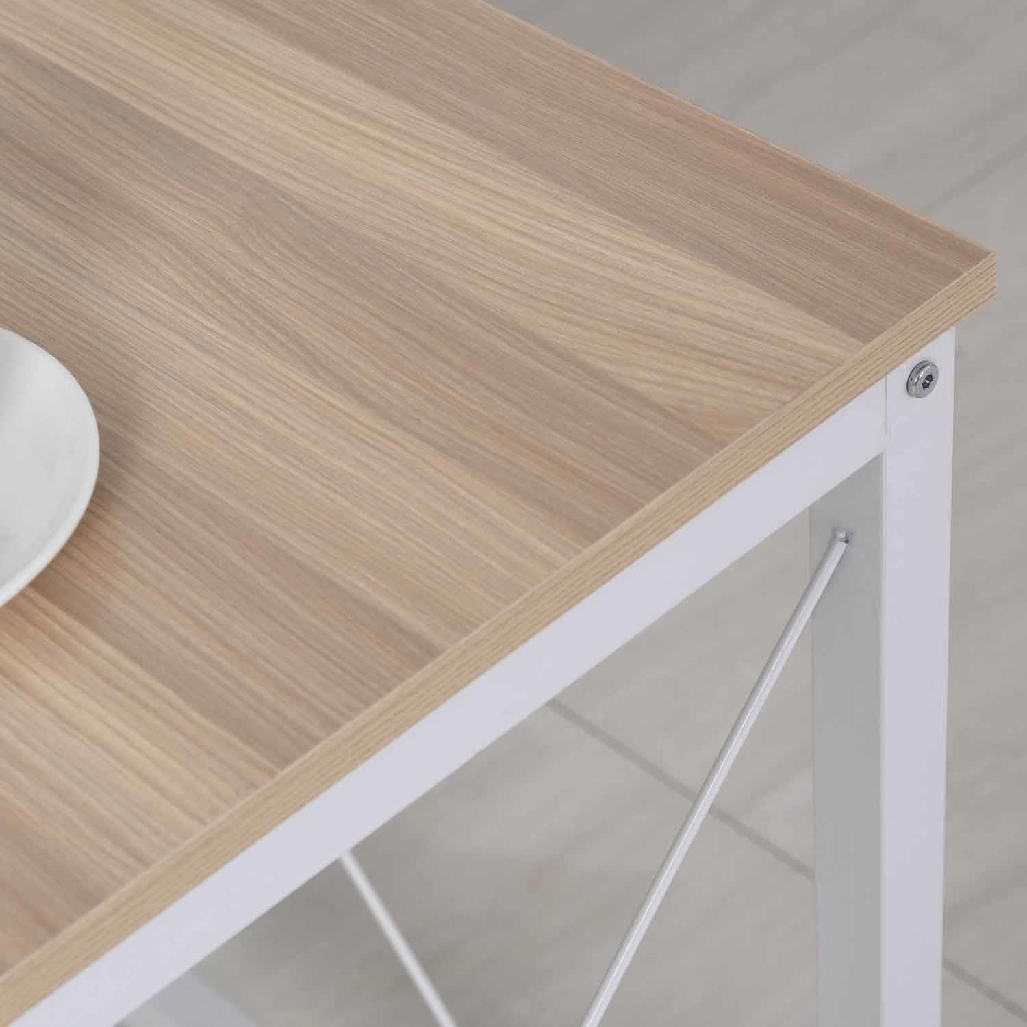 Mesa de Oficina BURTON, 150x150x76 cm, en Metal y Madera, color Blanco y Roble