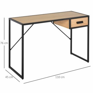 Mesa de ordenador PAINE en metal y madera color haya 2