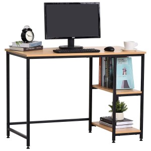 Mesa de ordenador GIANA en metal y madera color haya
