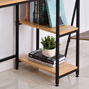 Mesa de ordenador GIANA en metal y madera color haya