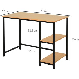 Mesa de ordenador GIANA en metal y madera color haya