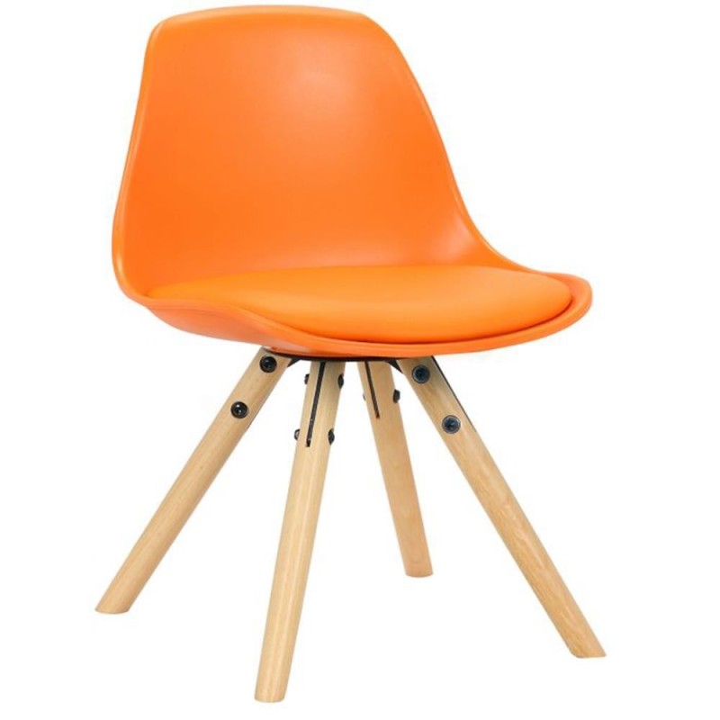 Silla infantil NAKOR en Madera y Piel Gris