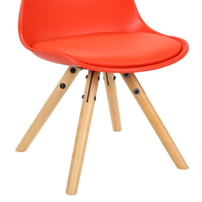 Silla infantil NAKOR en Madera y Piel Gris