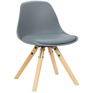 Silla infantil NAKOR en Madera y Piel Gris