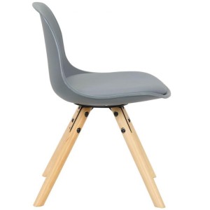 Silla infantil NAKOR en Madera y Piel Gris