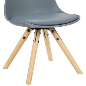 Silla infantil NAKOR en Madera y Piel Gris