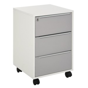 Archivador con Ruedas HAVANA, 3 Cajones con Cerradura, color Blanco y Gris