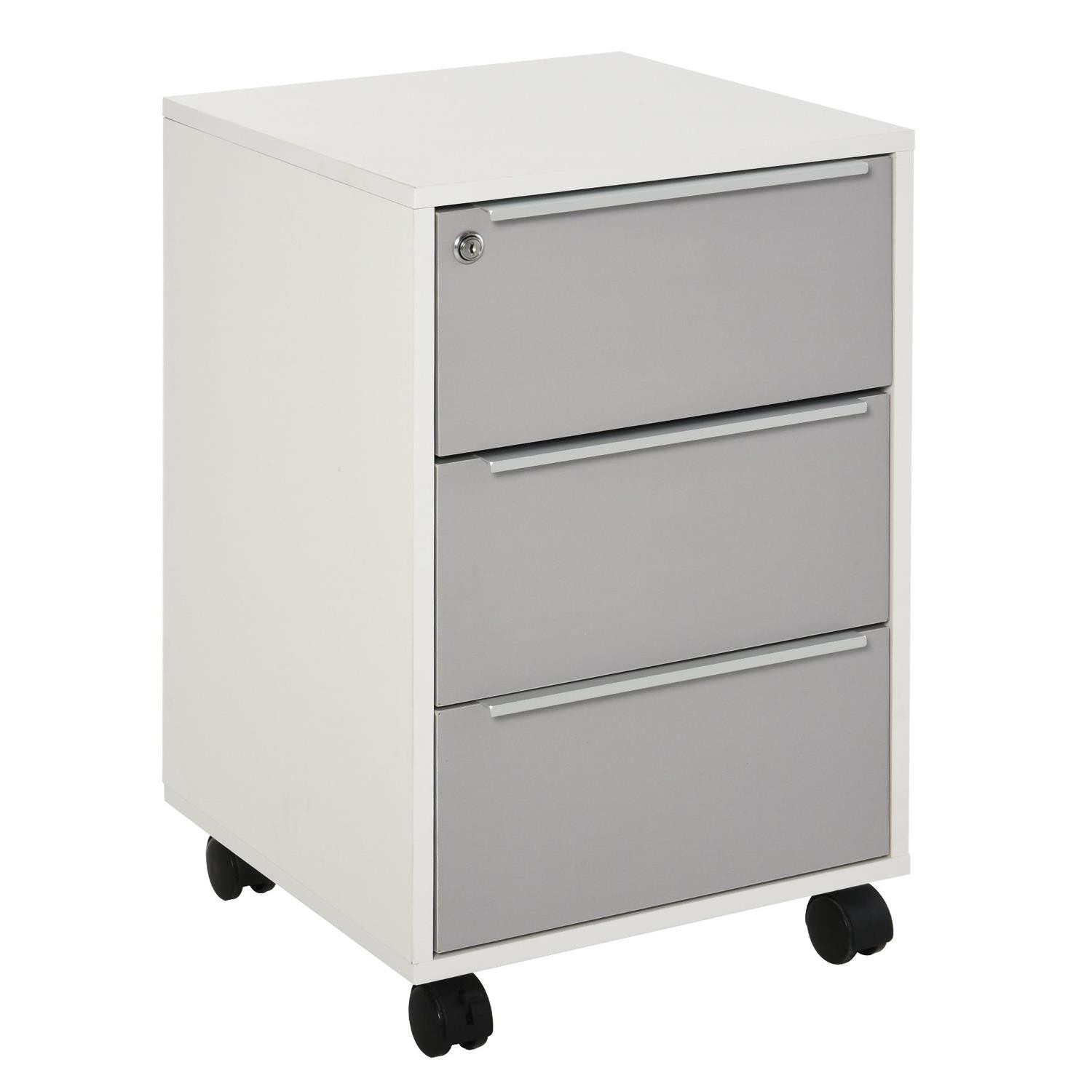 Archivador con Ruedas HAVANA, 3 Cajones, Dimensiones 40x54x55 cm, color Blanco y Gris
