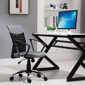 Silla de Oficina AVEIRO, Malla Transpirable, Respaldo Medio, en Negro
