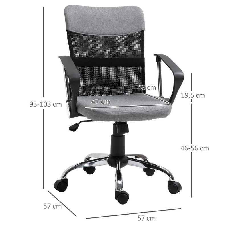 Silla de Oficina AVEIRO, Malla Transpirable, Respaldo Medio, en Negro