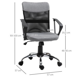 Silla de Oficina AVEIRO, Malla Transpirable, Respaldo Medio, en Negro