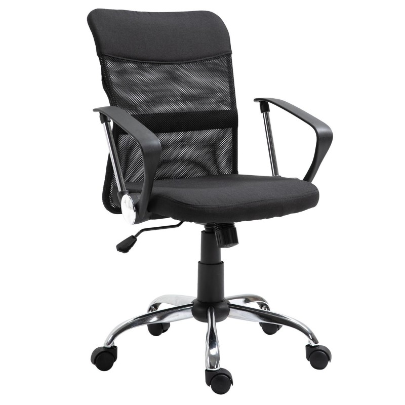 Silla de Oficina AVEIRO, Malla Transpirable, Respaldo Medio, en Negro