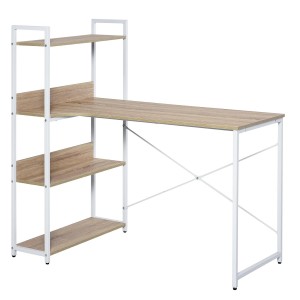 Mesa de ordenador MACAU en madera color blanco y roble