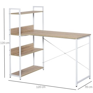 Mesa de ordenador MACAU en madera color blanco y roble