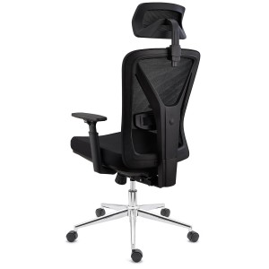 Silla Ergonómica TOWER, con reposapiés extensible, uso 8h, en negro