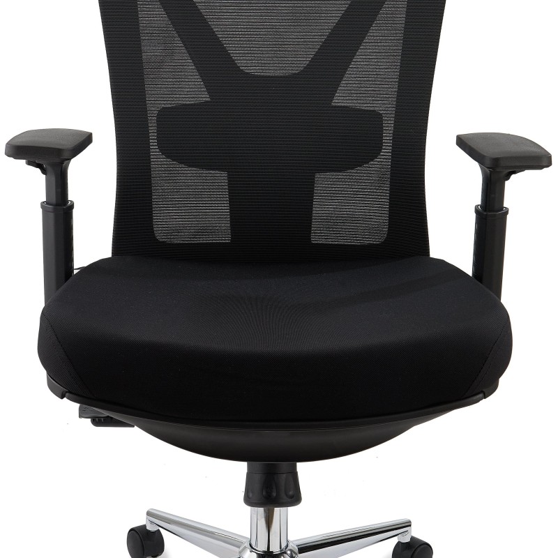 Silla Ergonómica TOWER, con reposapiés extensible, uso 8h, en negro
