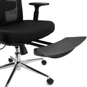 Silla Ergonómica TOWER, con reposapiés extensible, uso 8h, en negro