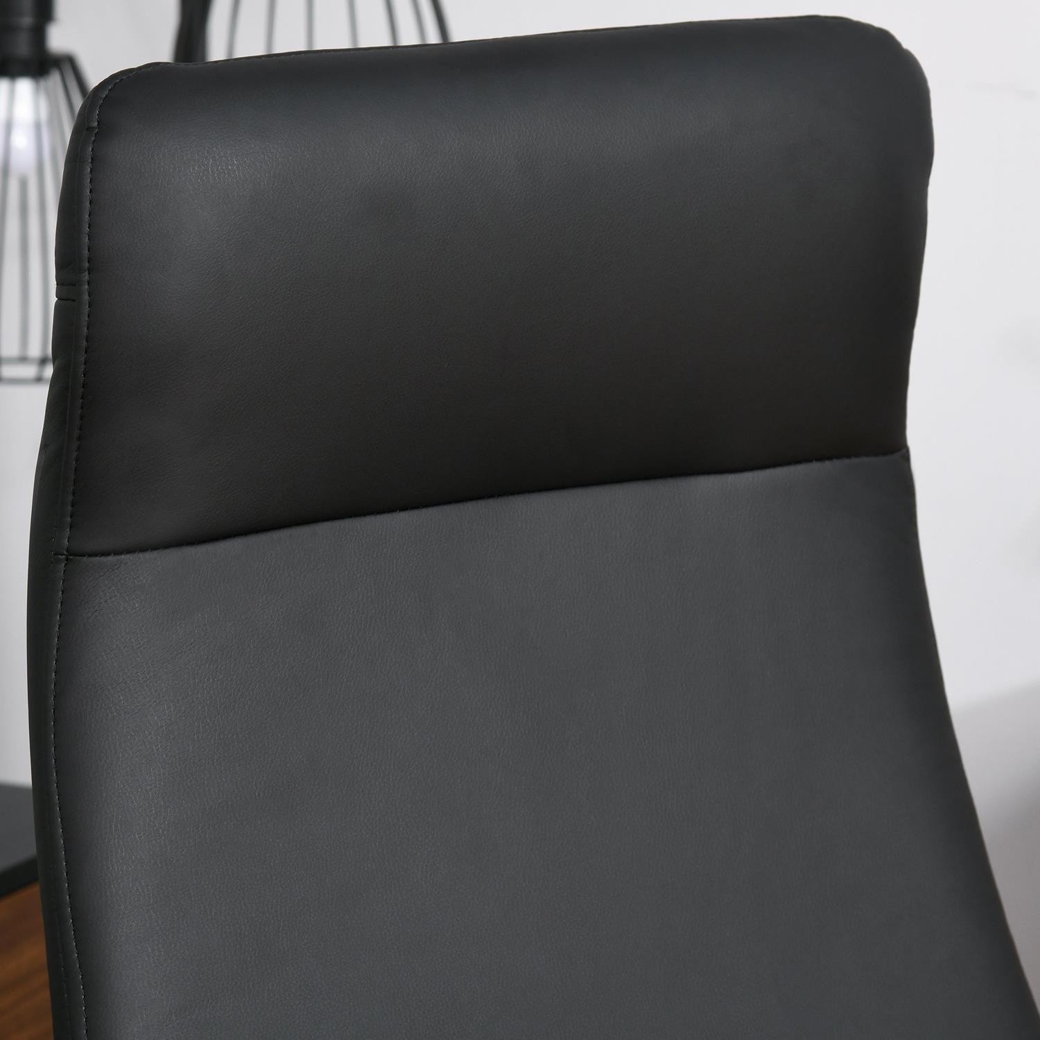 Sillón de Oficina ATENAS, Espectacular Diseño, Basculante, en Piel color Negro