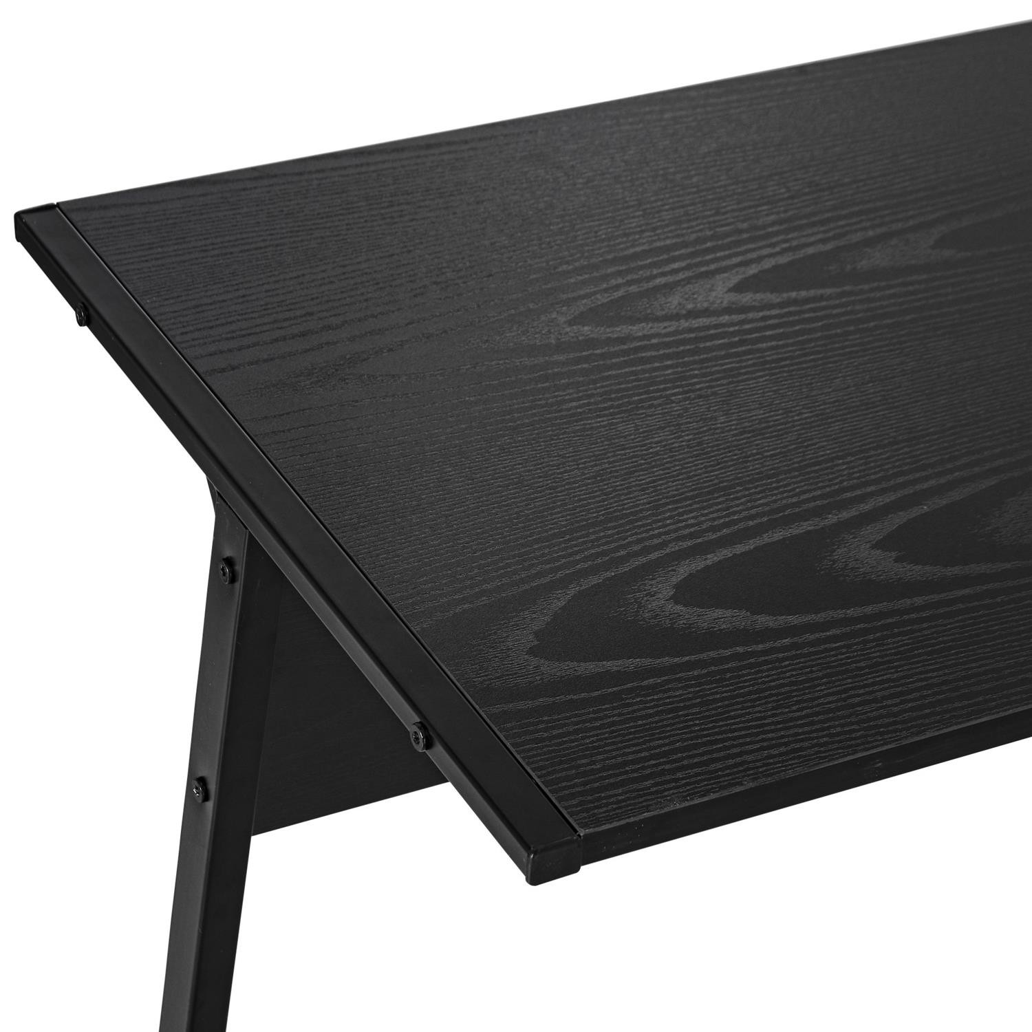 Mesa de Ordenador EPSILON, Dimensiones 112,5x152x74cm, Estructura Metálica, en Madera color Negro