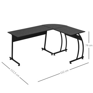 Mesa de ordenador EPSILON en madera color negro y dimensiones 112,5x152x74cm