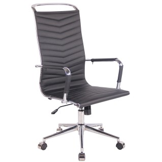 Silla de Oficina SIGRID, Respaldo Alto, en Piel Negro