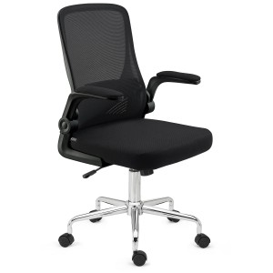 Silla de Oficina Plegable FOLD, reposabrazos abatibles, en negro