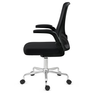 Silla de Oficina Plegable FOLD, reposabrazos abatibles, en negro