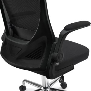 Silla de Oficina Plegable FOLD, reposabrazos abatibles, en negro