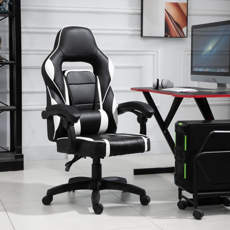Silla gaming BUDAPESTE, reclinable 135º, en piel negro y azul