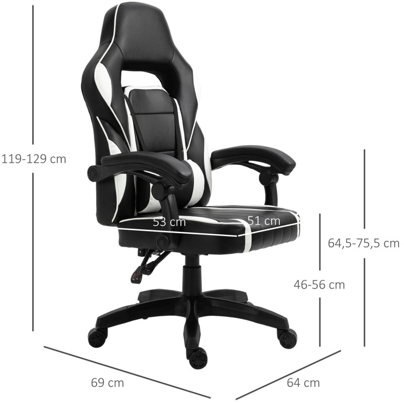 Silla gaming BUDAPESTE, reclinable 135º, en piel negro y azul