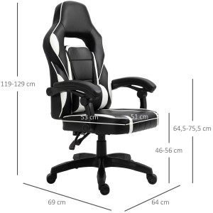 Silla gaming BUDAPESTE, reclinable 135º, en piel negro y azul