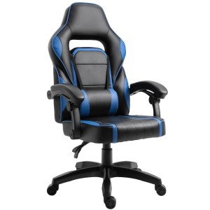 Silla gaming BUDAPESTE, reclinable 135º, en piel negro y azul