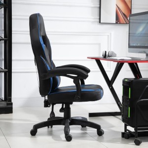 Silla gaming BUDAPESTE, reclinable 135º, en piel negro y azul