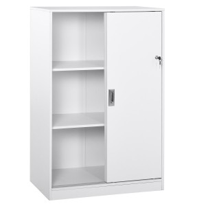 Armario de Oficina SERVI, amplia superficie almacenaje, en Madera color Blanco