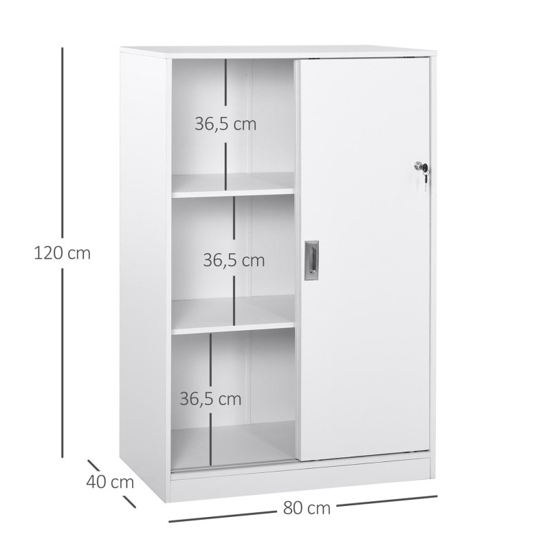 Armario de Oficina SERVI, amplia superficie almacenaje, en Madera color Blanco