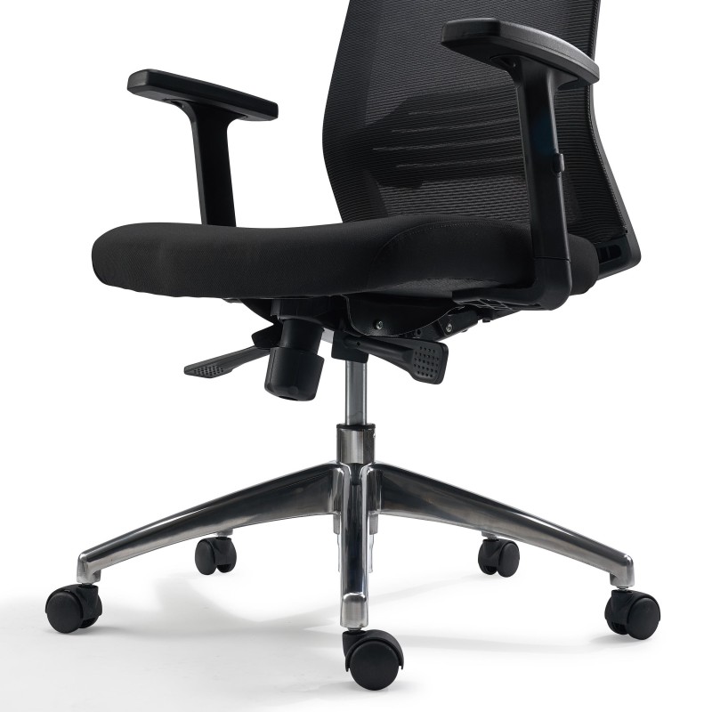Silla de Oficina MIAMI PRO, mecanismo synchro, base metal, negro