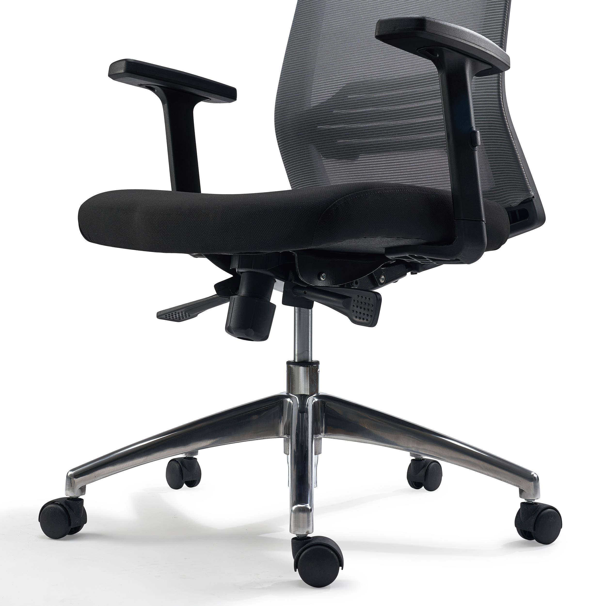 Silla de Oficina MIAMI PRO, Mecanismo Sincro, Base de Metal, Soporte Lumbar, En Negro