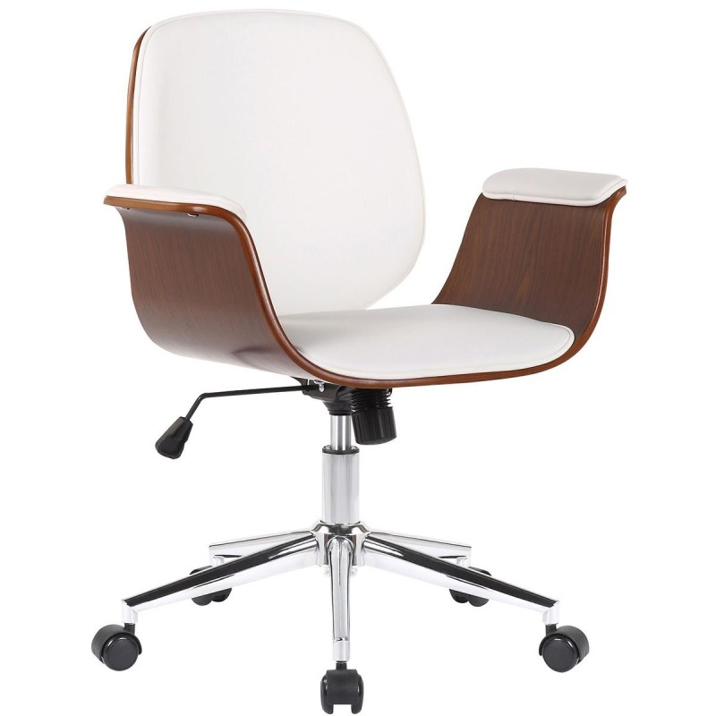 Silla de Oficina HAWAI en Madera Nogal y Piel color Negro