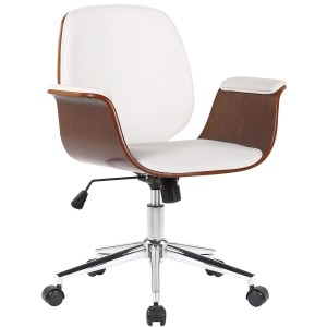 Silla de Oficina HAWAI en Madera Nogal y Piel color Negro