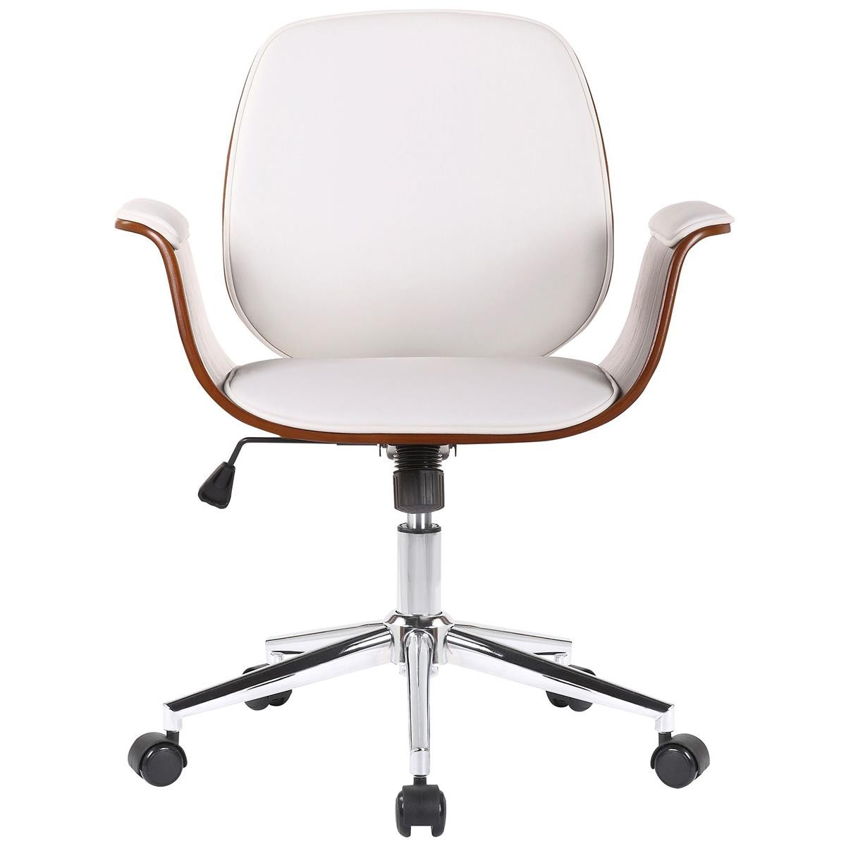 Silla de Oficina HAWAI, Elegante Diseño, en Madera Nogal y Piel color Negro