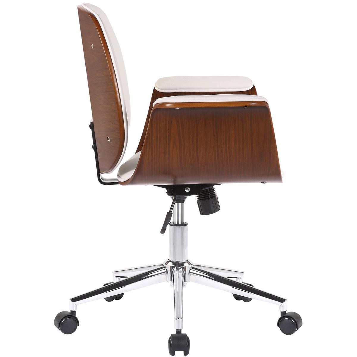 Silla de Oficina HAWAI, Elegante Diseño, en Madera Nogal y Piel color Negro