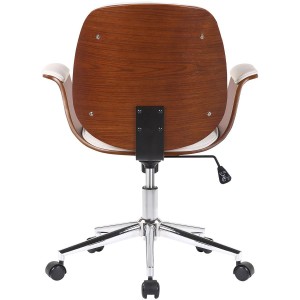Silla de Oficina HAWAI en Madera Nogal y Piel color Negro