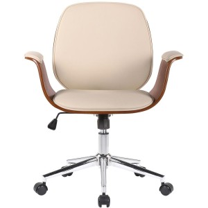 Silla de Oficina HAWAI en Madera Nogal y Piel color Negro