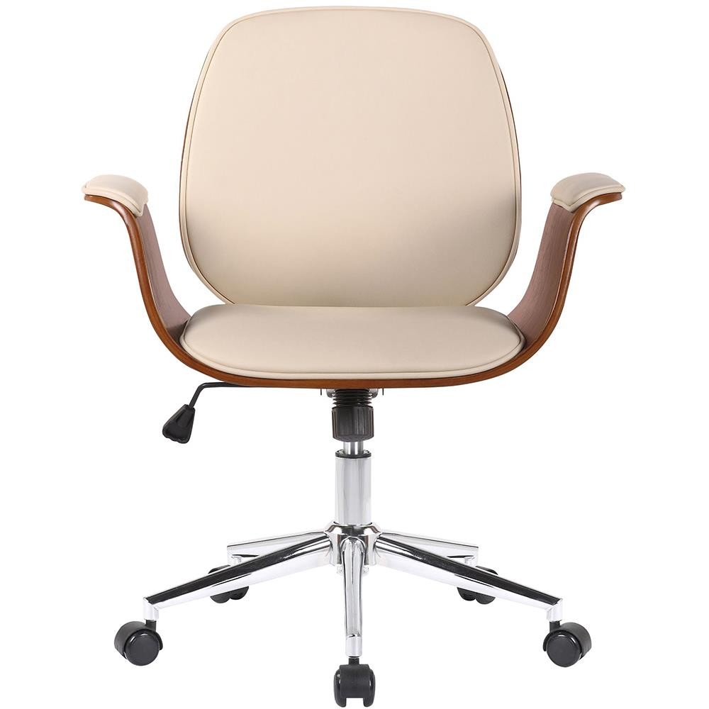 Silla de Oficina HAWAI, Elegante Diseño, en Madera Nogal y Piel color Negro