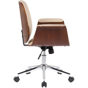 Silla de Oficina HAWAI en Madera Nogal y Piel color Negro