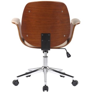 Silla de Oficina HAWAI en Madera Nogal y Piel color Negro