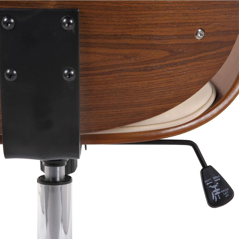 Silla de Oficina HAWAI, Elegante Diseño, en Madera Nogal y Piel color Negro