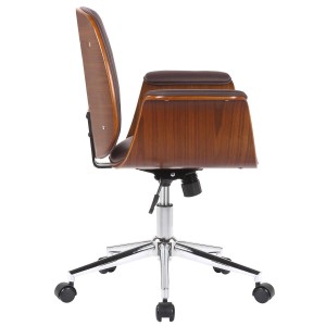 Silla de Oficina HAWAI en Madera Nogal y Piel color Negro
