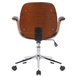 Silla de Oficina HAWAI en Madera Nogal y Piel color Negro